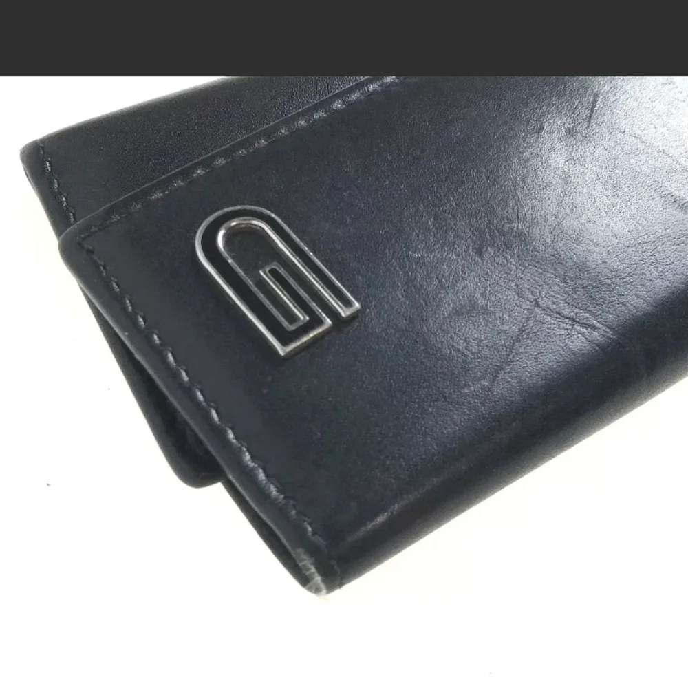 Gucci Authentic 6 Black Leather Key Case Silver Hard Ware